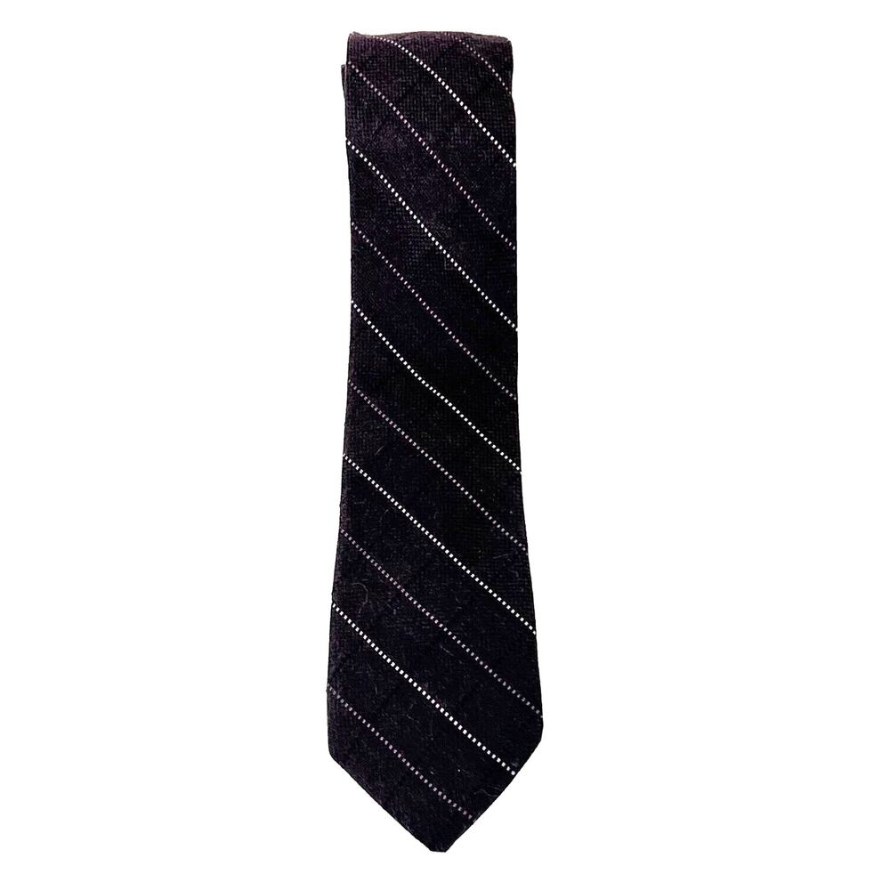 Bachrach Mens Silk Necktie Silk Blend Burgundy Diagonal Pinstripes